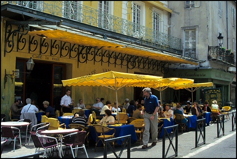 Café la nuit in Arles, famous for a painting on which Vincent van Gogh immortalized this café